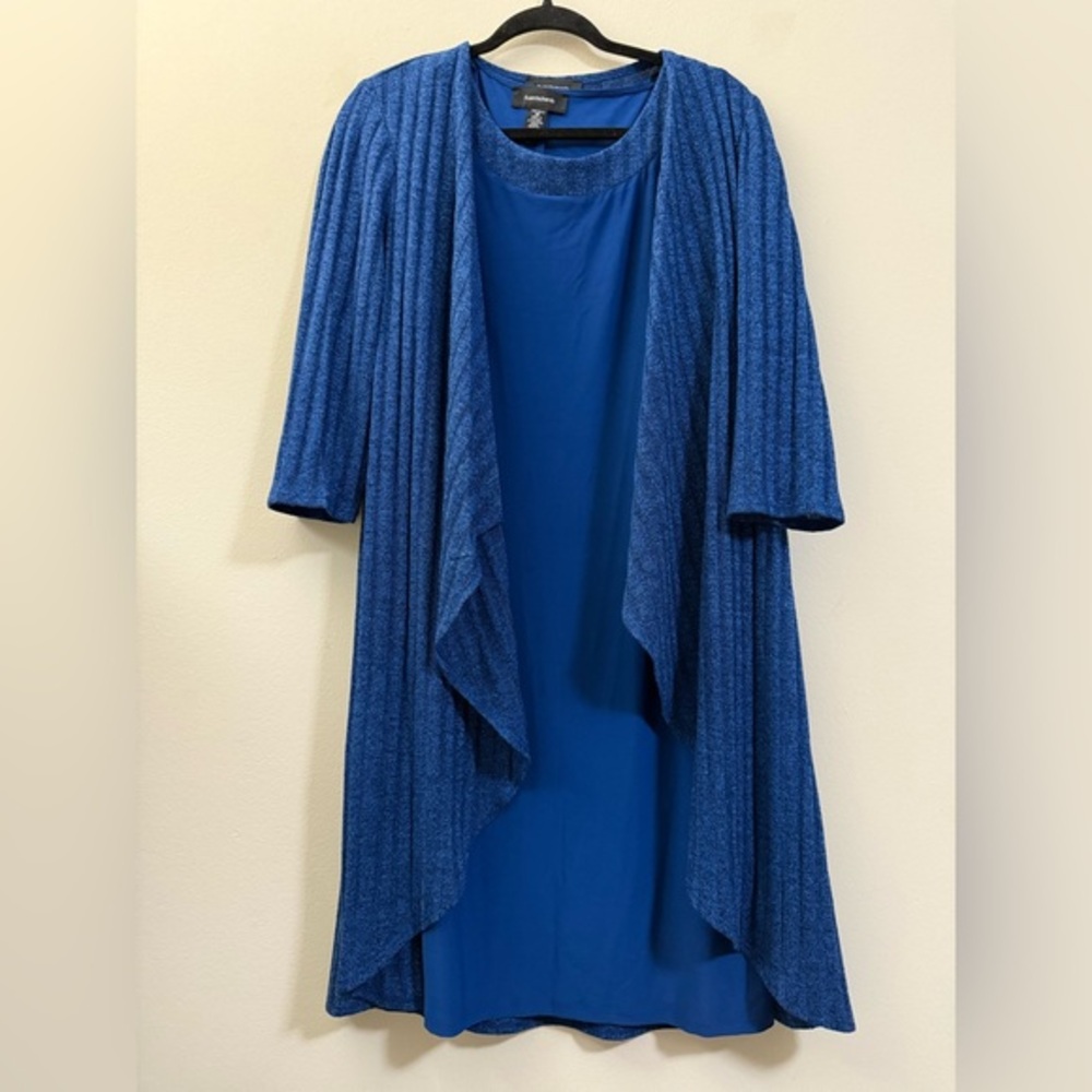 R&M Richard’s 2-piece Metallic Knee Length Dress and Cardigan Set in‎ Blue - 10